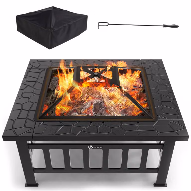 Focolare con tavolo multifunzione e funzione barbecue