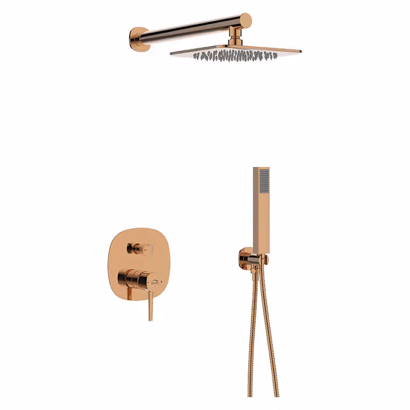 Miscelatore da incasso per doccia di design con set in oro rosé