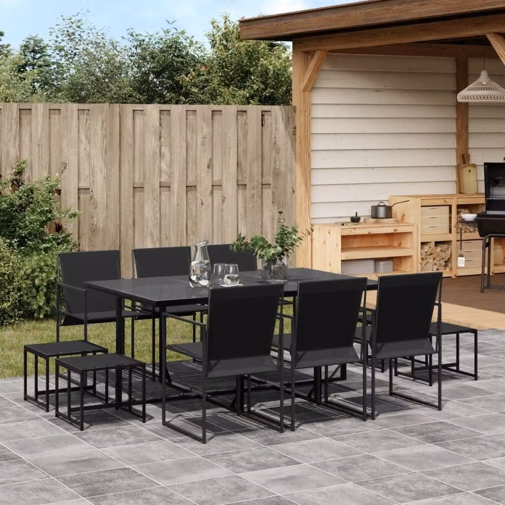 Maison Exclusive - Set da Pranzo da Giardino 11 pz Nero in Textilene
