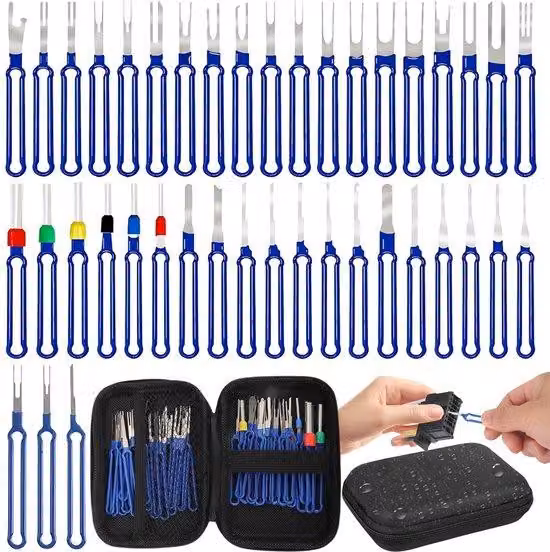 Set di attrezzi per lo sblocco delle portiere dell'auto, 41 pezzi, blu, estrattore per connettori dei cavi