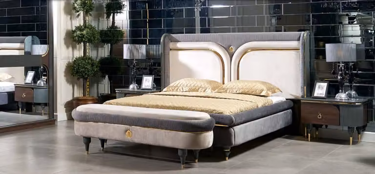 Letto 2x comodino 3 pezzi Letti Letto matrimoniale Camera da letto Hotel Matrimonio Lusso Nuovo