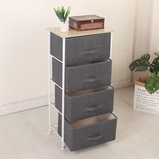 Cassettiera con 4 cassetti, arredo organizzativo, cassettiera per tessuti per camera da letto, soggiorno o - cassettiera compatta con beige, 45 x 30 x 94 cm, 45 x 30 x 94 cm