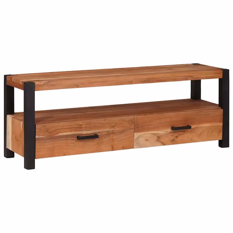 Mobile TV moderno vidaXL in legno di acacia marrone L: 110 cm, P: 30 cm, H: 40 cm