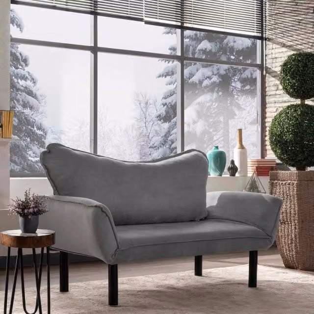 Hone Divano Letto 2 Posti con Contenitore Grigio L: 140 cm, P: 65 cm