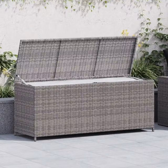 Baule da giardino moderno vidaXL in polyrattan grigio L/P/H: 150 x 50 x 60 cm – 1