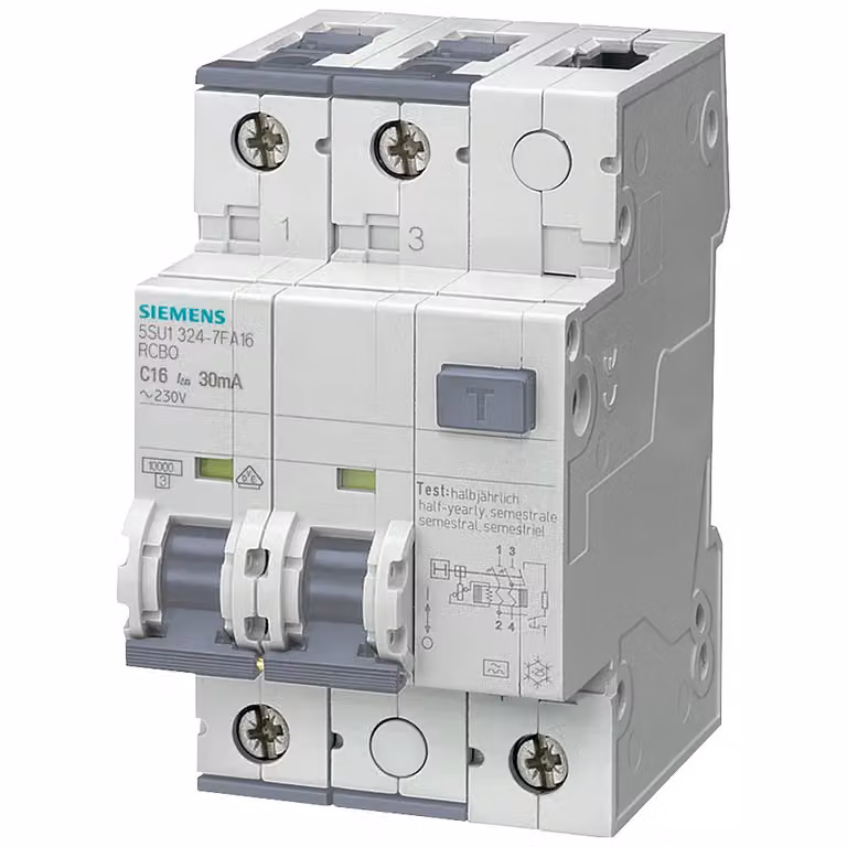 Interruttore differenziale Siemens, Icn: 10 kA, 2P, tipo A, 30 mA, B-Char, In: 10 A, Un AC: 110 V 5SU13246KX10