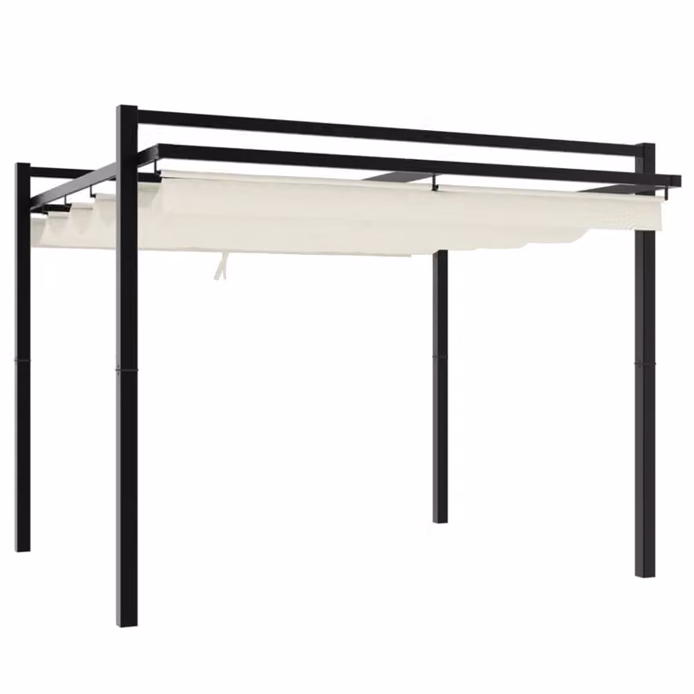 Gazebo da Giardino con Tetto Retrattile Crema 3x3m in Alluminio