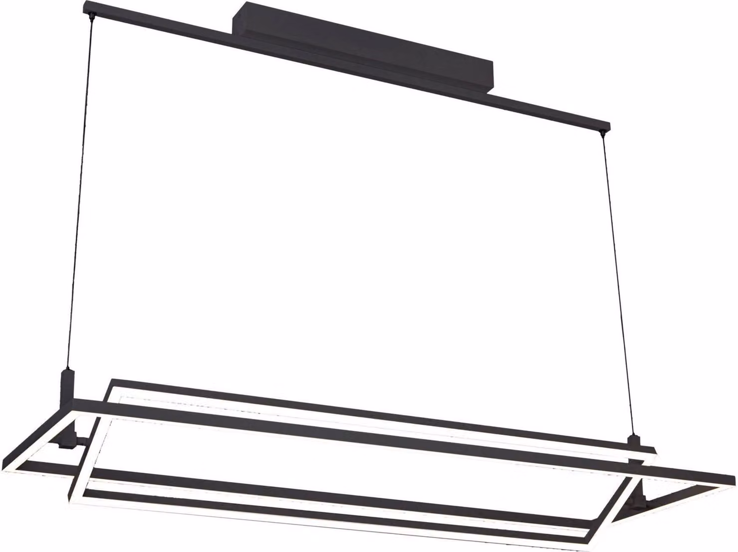 Apparecchio a sospensione LED rettangolare Viena, Variante: 1000 x 1300 x 380 mm, 70 W, 3000K, nero