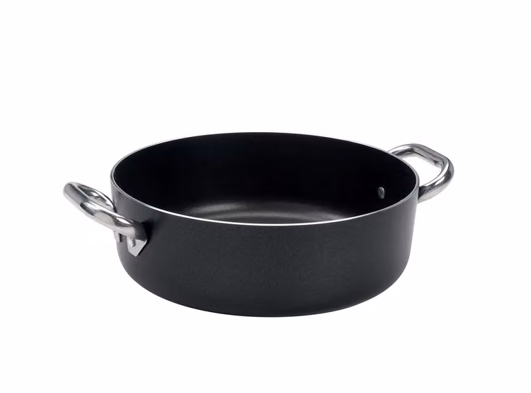 Casseruola Bassa AlBlack in alluminio antiaderente 3mm con due maniglie, diam. 24cm