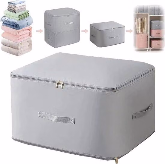 Organizer comprimibile, grigio, 54x42x60 cm, per biancheria da letto e vestiti