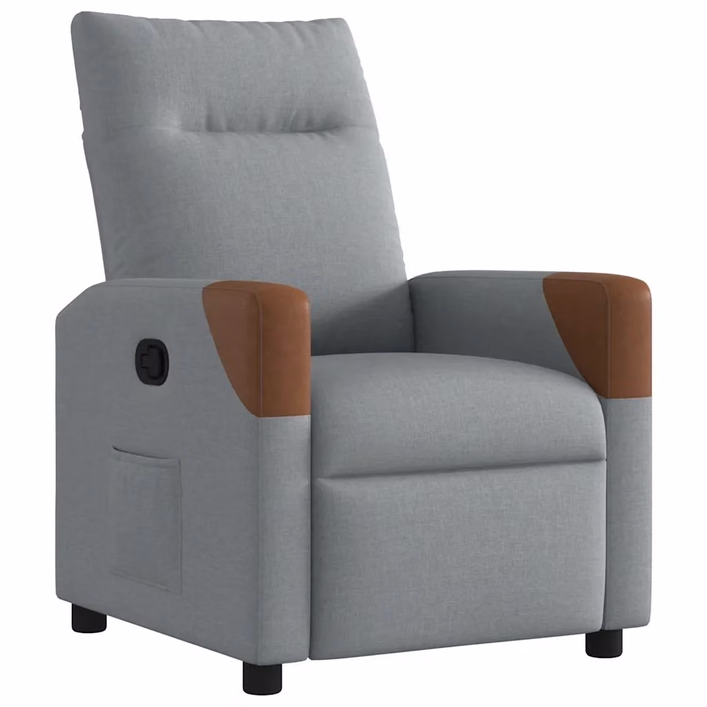 Poltrona Reclinabile Relax vidaXL in Tessuto Grigio e Marrone con Braccioli e Regolazione Manuale – 2