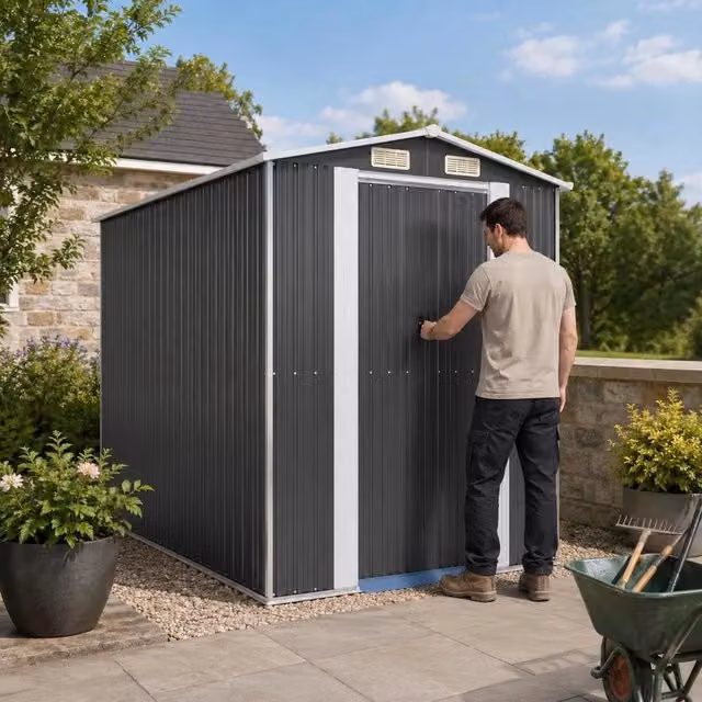 Garden Shed, Anthracite, 192x274x223 Cm, Galvanized Steel