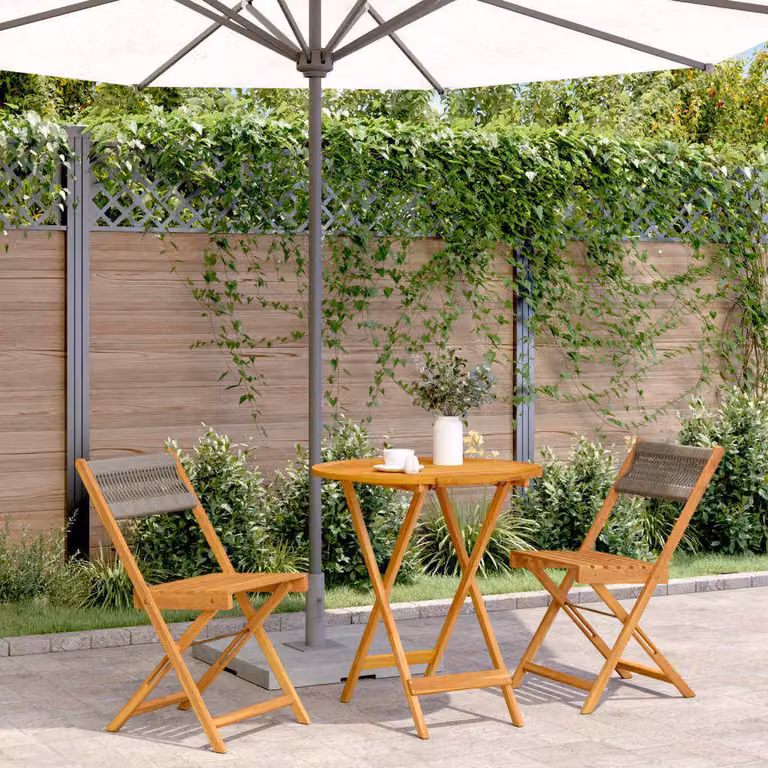 Maison Exclusive - Set da bistrot 3 pezzi, grigio, in polipropilene e legno massello