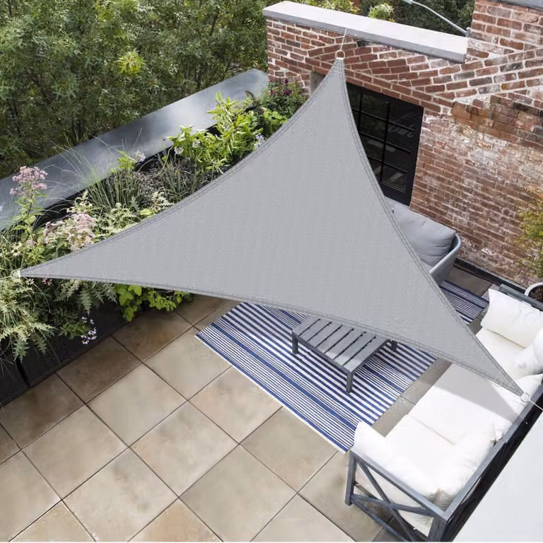 Telo ombreggiante triangolare, 3x3x3 metri, in HDPE, resistente ai raggi UV al 95%, per uso esterno