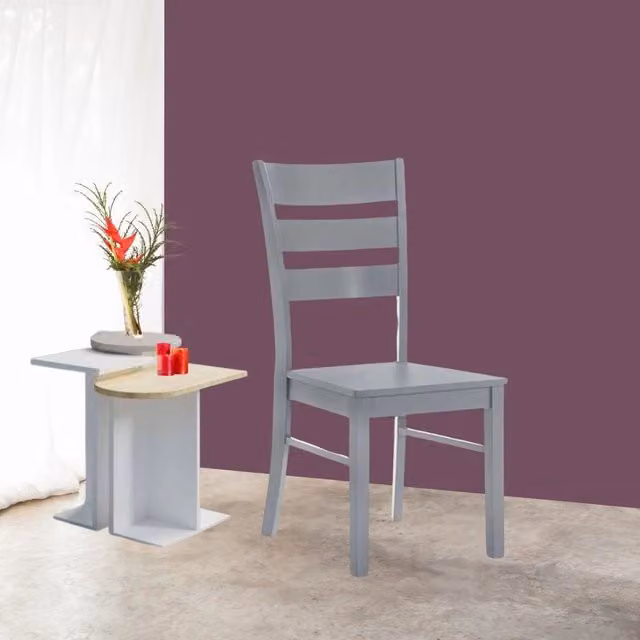 Set di 2 sedie Lisa in legno grigio con schienale a tre fasce
