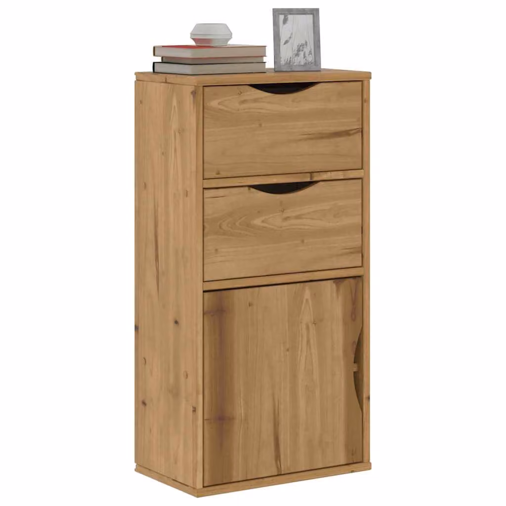 Armadietto Laterale con Cassetti ODDA vidaXL in Legno di Pino Cerato, Marrone, L 40 cm x P 24 cm x H 79 cm