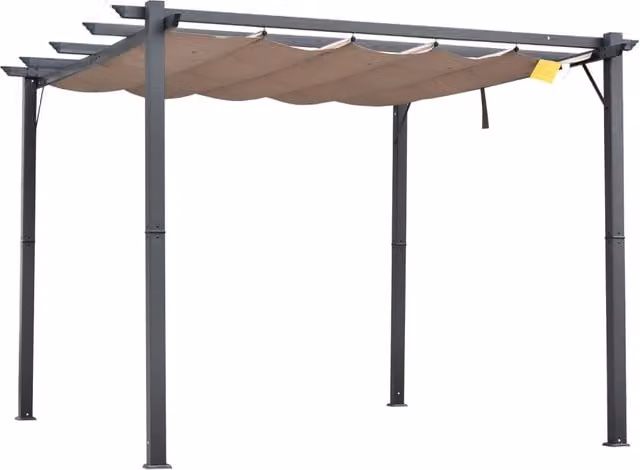 Pergola da Giardino 3x3 m con Tettuccio Retrattile Anti UV e Telaio in Alluminio, Grigio