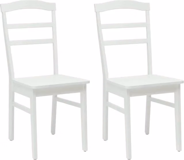 Set di 2 sedie da pranzo in legno di gomma bianco lacca per cucina e soggiorno