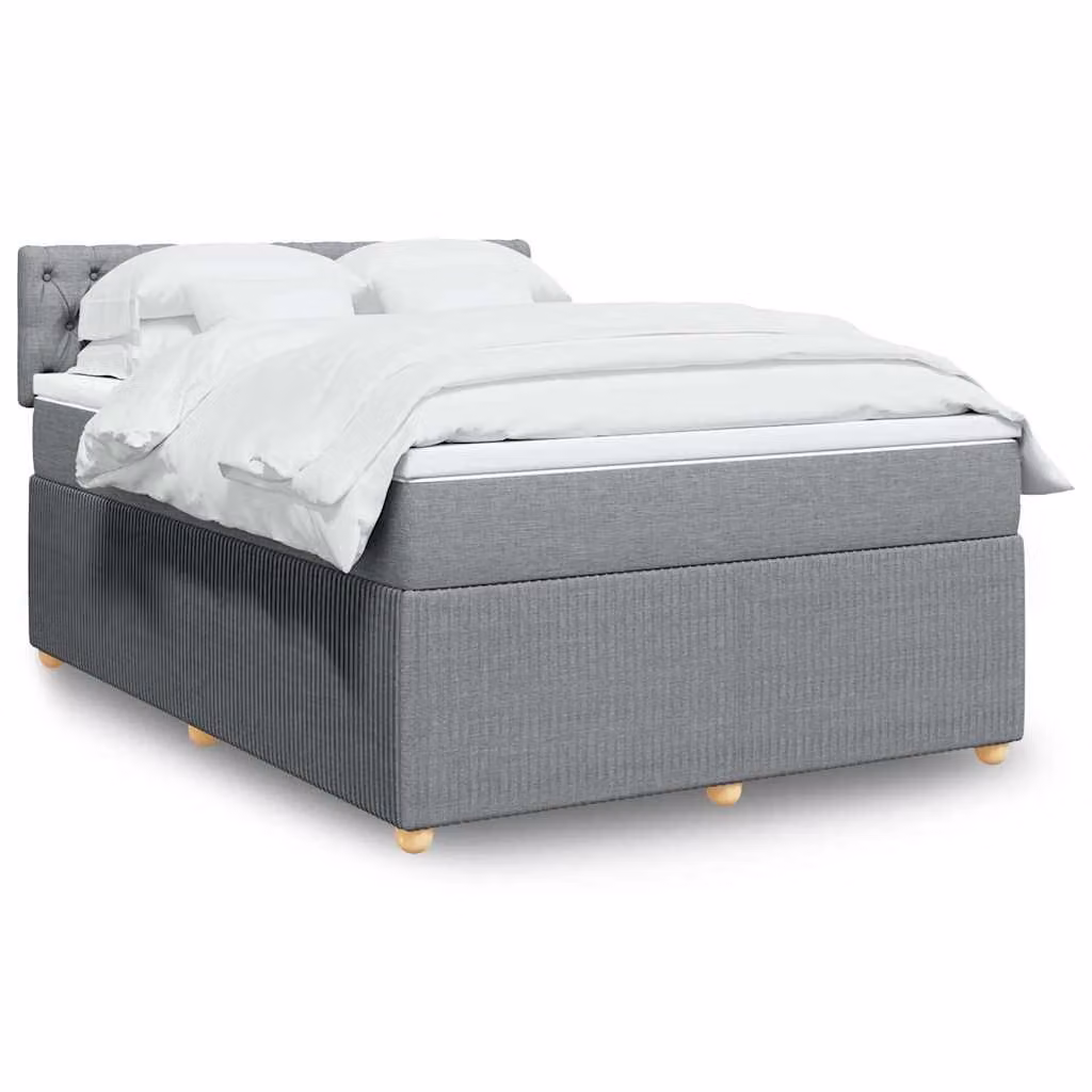 vidaXL Giroletto a Molle con Materasso Ibrido in Tessuto Grigio Chiaro e Bianco L/P: 160 x 200 cm