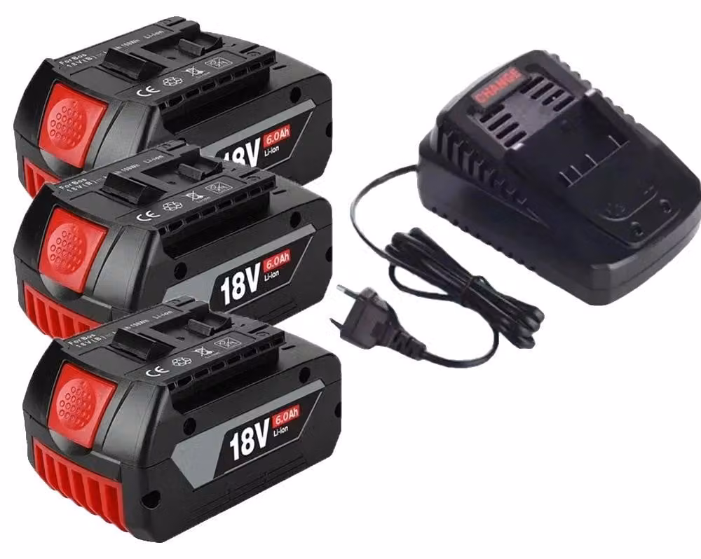 Batterie ricaricabili, 6000 mAh, compatibili con utensili elettrici, caricabatterie da 60Ah x 3