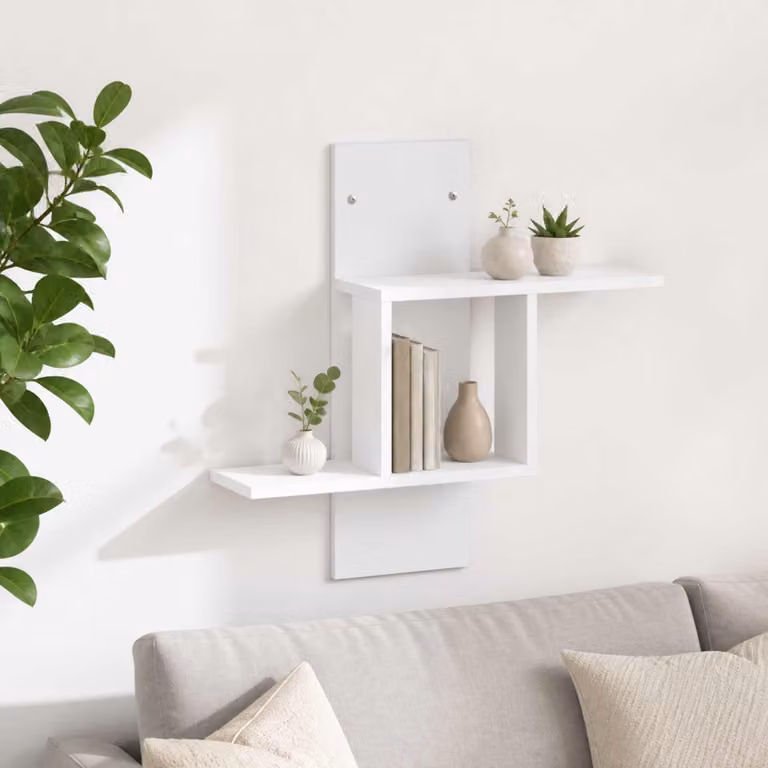 Scaffale da parete moderno vidaXL in legno bianco L: 59 cm, P: 17 cm, H: 63 cm