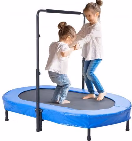 Mini Trampolino Pieghevole VEVOR per Bambini con Maniglia, Rebounder per Interni ed Esterni, Blu, L: 143,5 cm x P: 97 cm