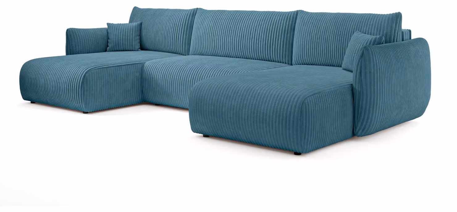 Divano a tre posti con funzione letto, modello "Alloro", colore "Acqua Profonda"