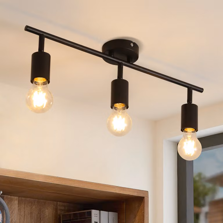 ZMH faretto da soffitto 3 fiamme nero E27 lampada da soffitto vintage faretto orientabile per cucina corridoio soggiorno camera da letto