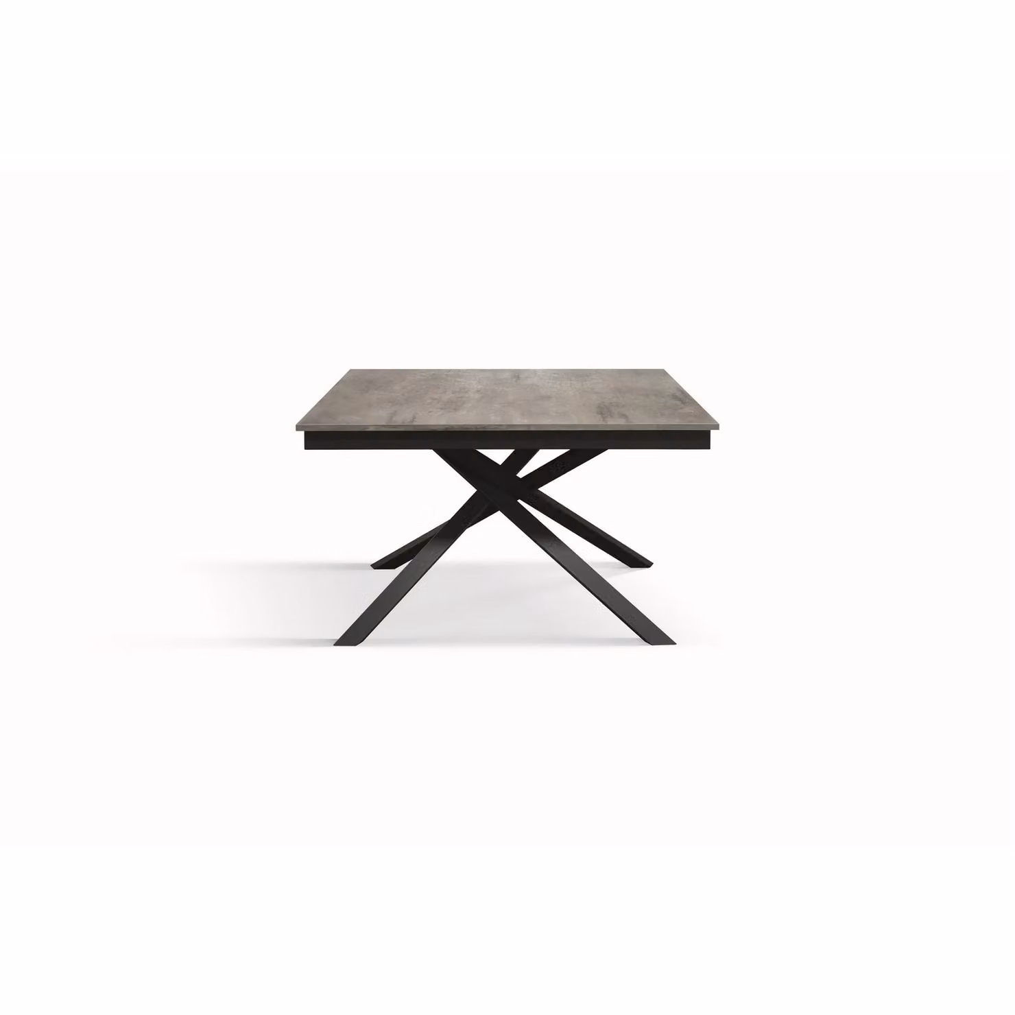 Tavolo VOLPAIA in legno, finitura grigio cemento e base in metallo verniciato antracite, allungabile 120×80 cm – 170×80 cm