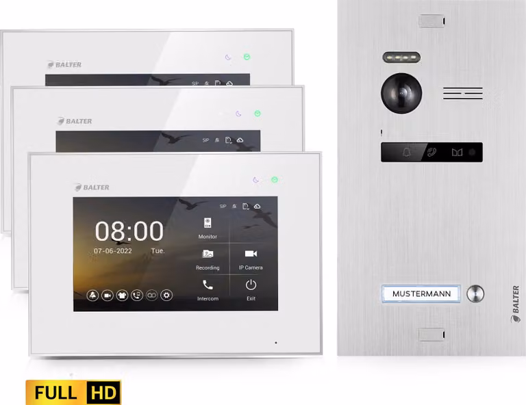 Videocitofono HD per casa monofamiliare, 3x monitor, Balter EVO HD