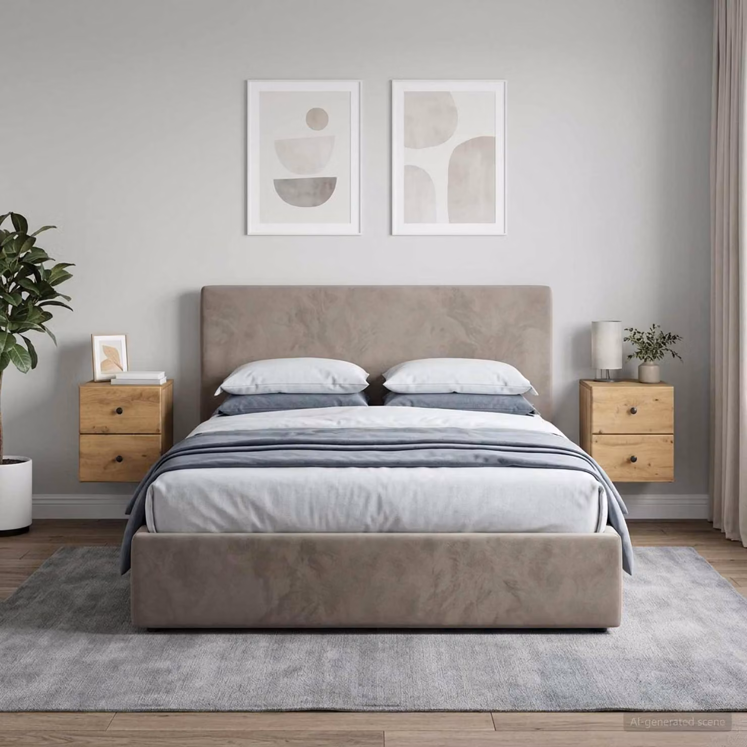 Set di 2 comodini sospesi vidaXL in stile moderno colore marrone opaco L/P/H: 34,5 x 33,0 x 17,4 cm