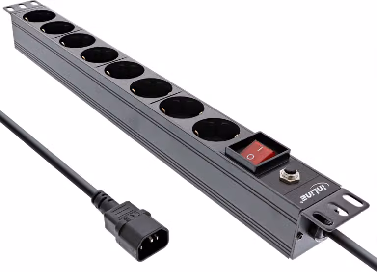 InLine - Presa multipla (montabile su rack) - 2500 Watt - ingresso, ingresso IEC 60320 C14 - connessioni di uscita: 8 (8