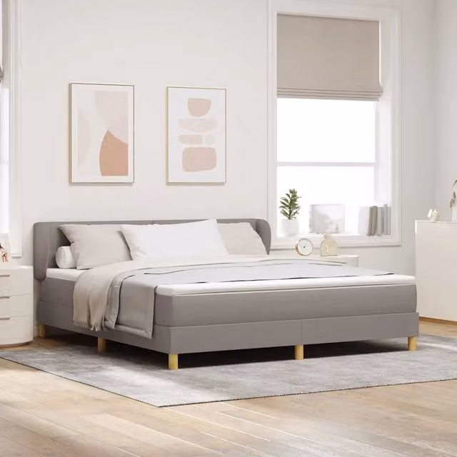 Letto a molle con testiera Talpa vidaXL in tessuto beige o grigio L/P: 180 x 200 cm