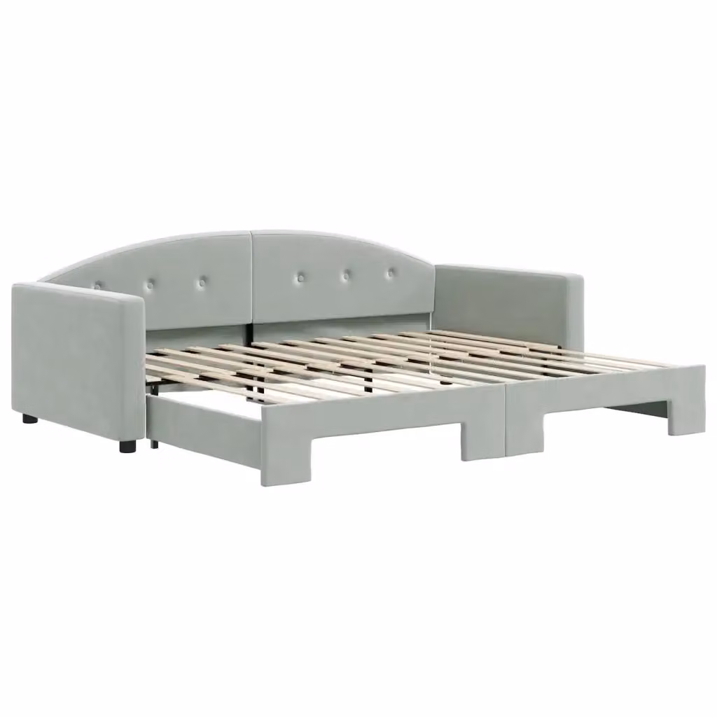 Divano Letto con Letto Estraibile vidaXL in Velluto Grigio con Struttura in Legno e Metallo L/P/H: 222 x 90 x 75 cm – 2