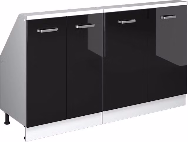 Set di mobili sottotetto Rion Nero lucido/Bianco Set di 2 Vicco