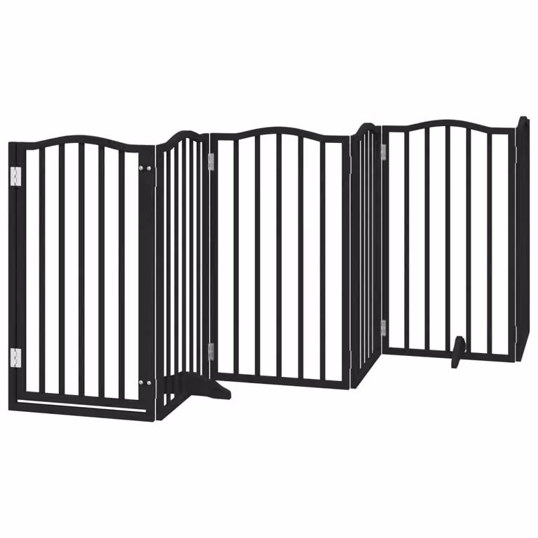Cancello per Cani Porta Pieghevole Nero 6 Pannelli 300cm Pioppo
