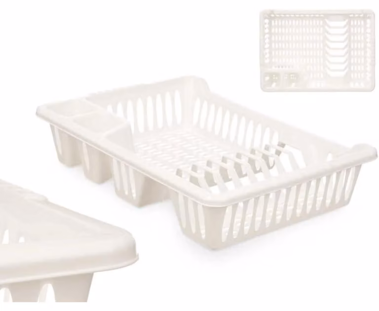 Scolapiatti in plastica con scomparti XL, dimensioni compatte: 29,5 x 40 x 8 cm