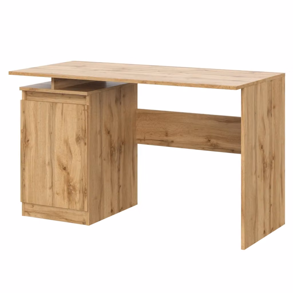 Scrivania moderna Komodee in laminato MDF color quercia e bianco, L: 120 cm, P: 59 cm, H: 73 cm – 2