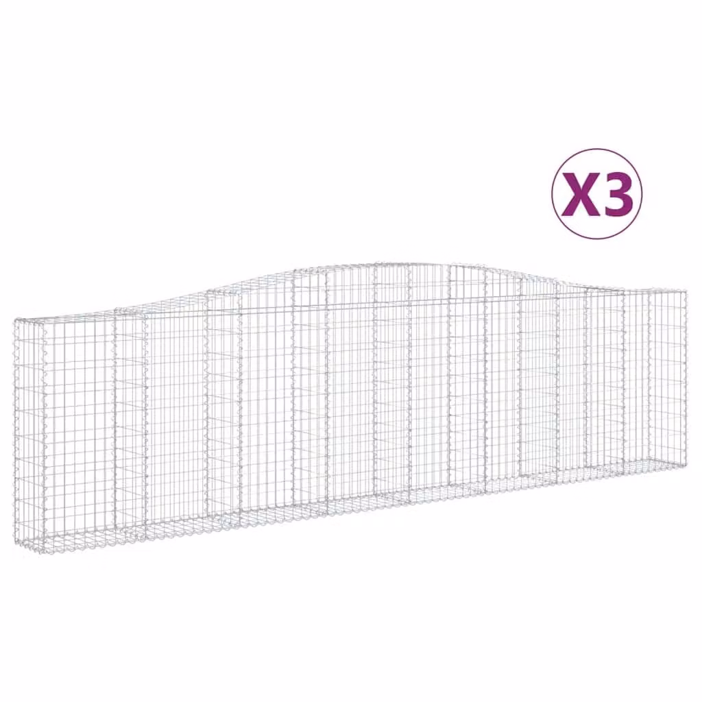 Cesti Gabbioni ad Arco 3 pz 400x30x100/120 cm Ferro Zincato