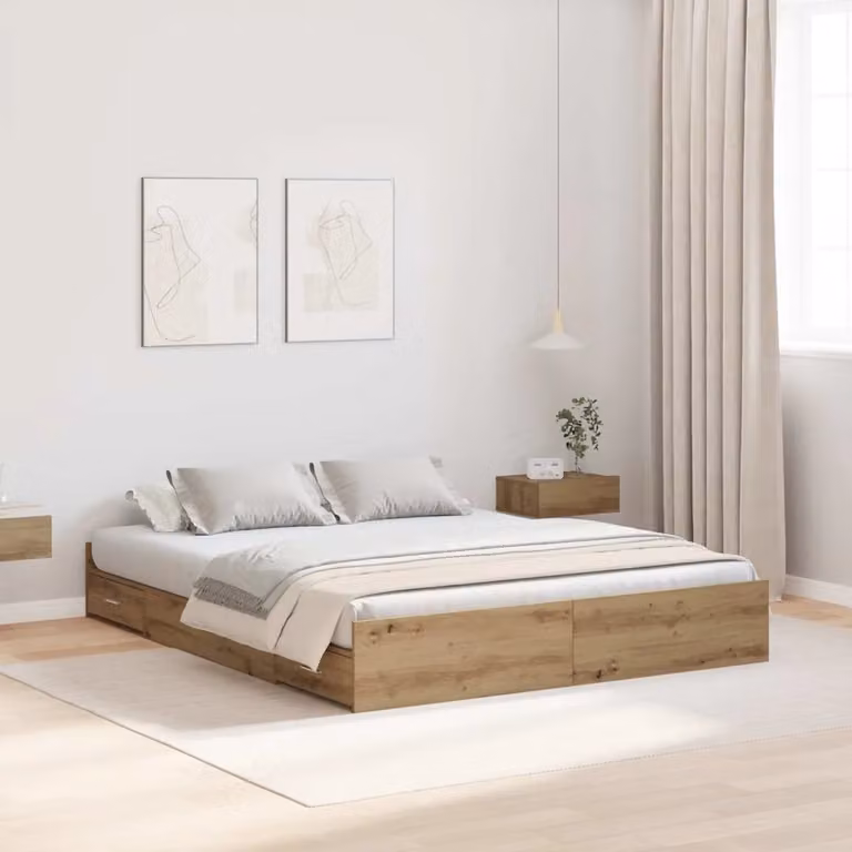 vidaXL Struttura letto con contenitore in legno e MDF, colore marrone, L/P: 150 x 200 cm