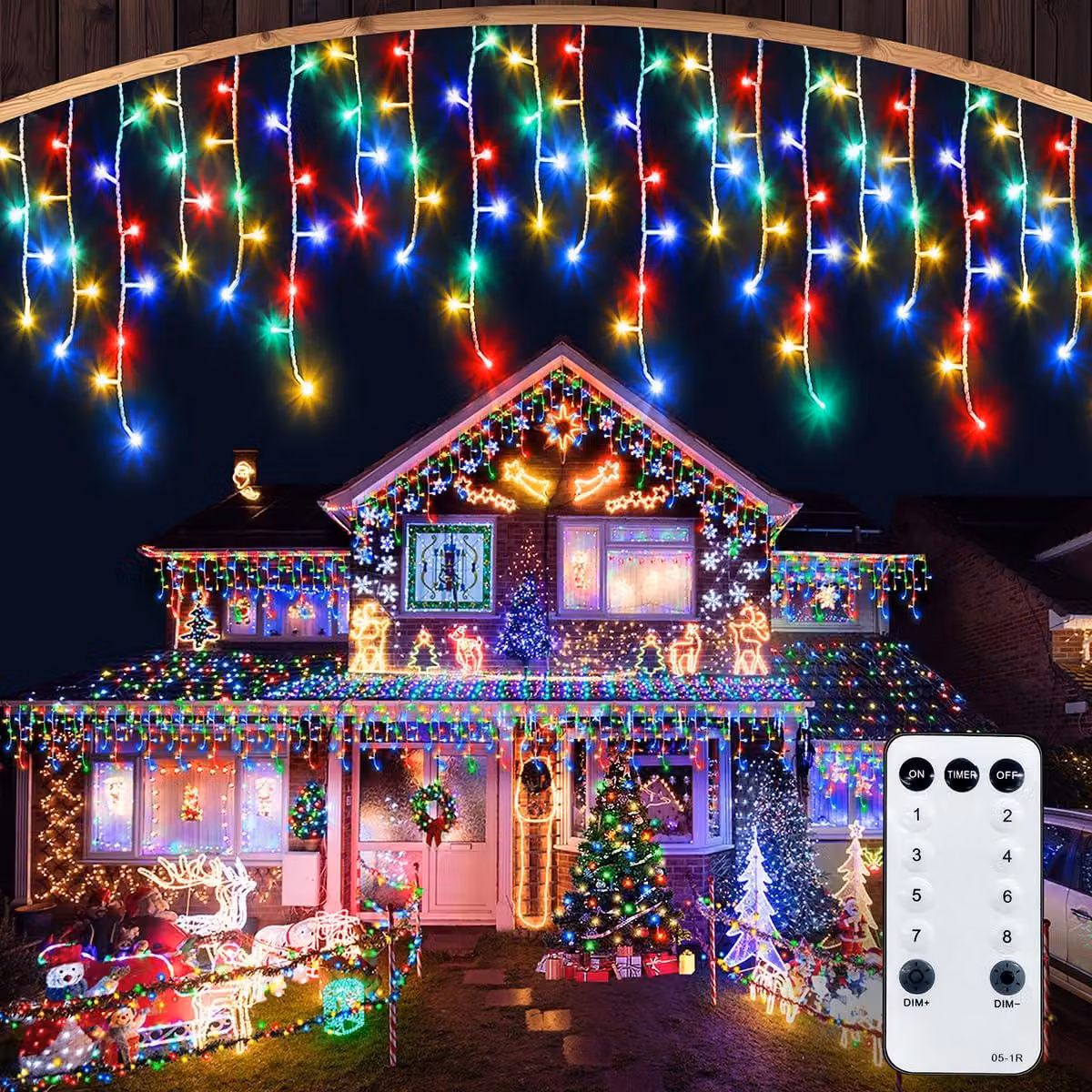 Catena luminosa a LED per esterni, 10 metri, 400 LED, grado di protezione IP65, 8 modalità, multicolore