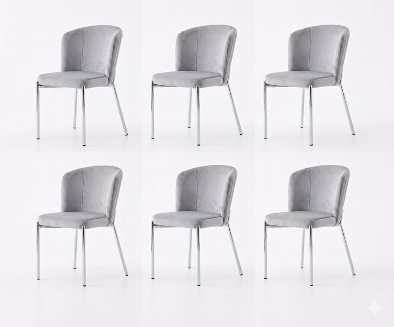 Set di 6 sedie Grigio Comode Moderne Eleganti Morbide Classiche