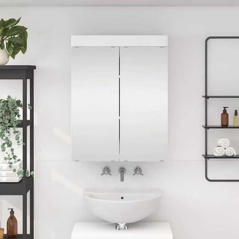 Mobiletto per specchio da bagno vidaXL TULUM Bianco Moderno L: 60 cm, P: 16,5 cm, H: 78 cm