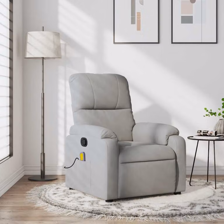 vidaXL Poltrona Reclinabile Relax in Microfibra Grigia con Braccioli
