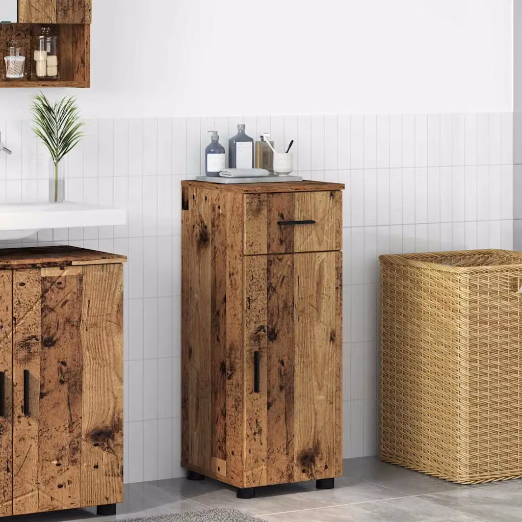 Mobile da bagno vidaXL in legno effetto vecchio marrone con ante a cerniera L/P/H: 30 x 35 x 80 cm