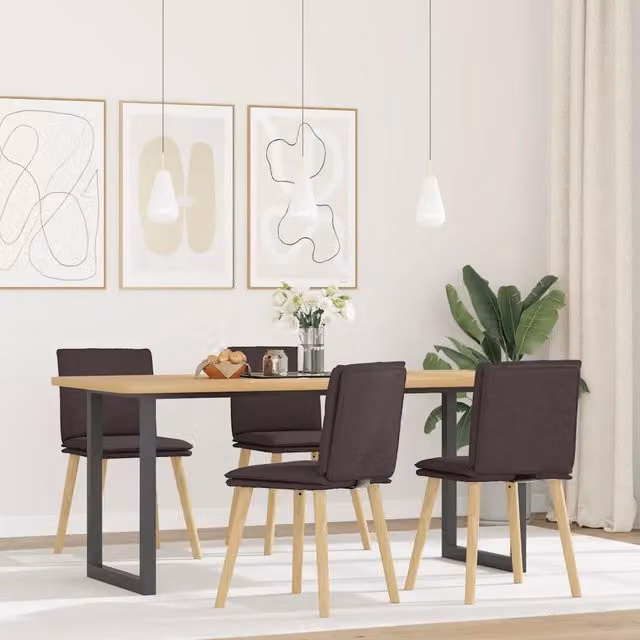 Set di 4 sedie da pranzo moderne vidaXL in tessuto marrone con struttura in legno e metallo
