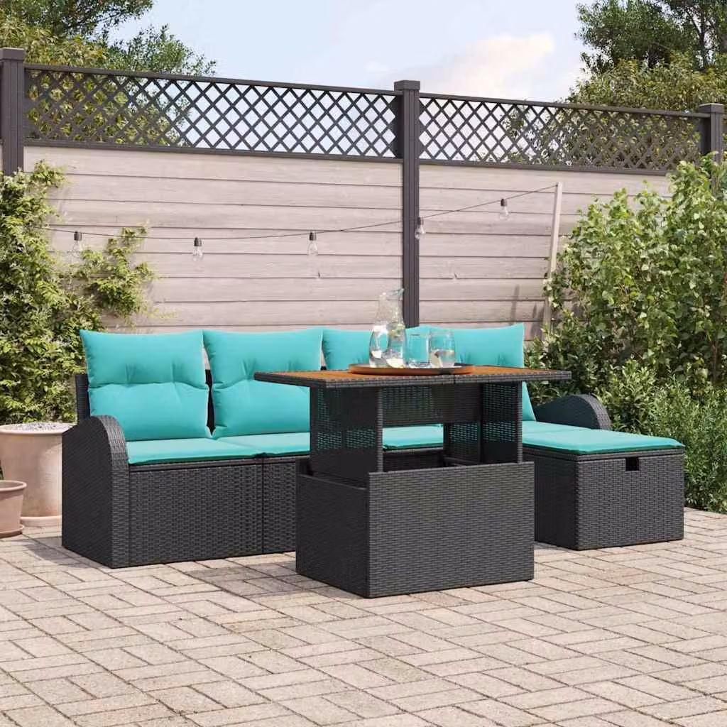 Maison Exclusive - Set da giardino con divano, 6 pezzi, colore nero, realizzato in rattan sintetico