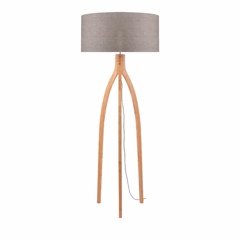 GOOD&MOJO - Lampada da terra Annapurna - Taupe/Bamboo- Ø60cm per soggiorno, camera da letto