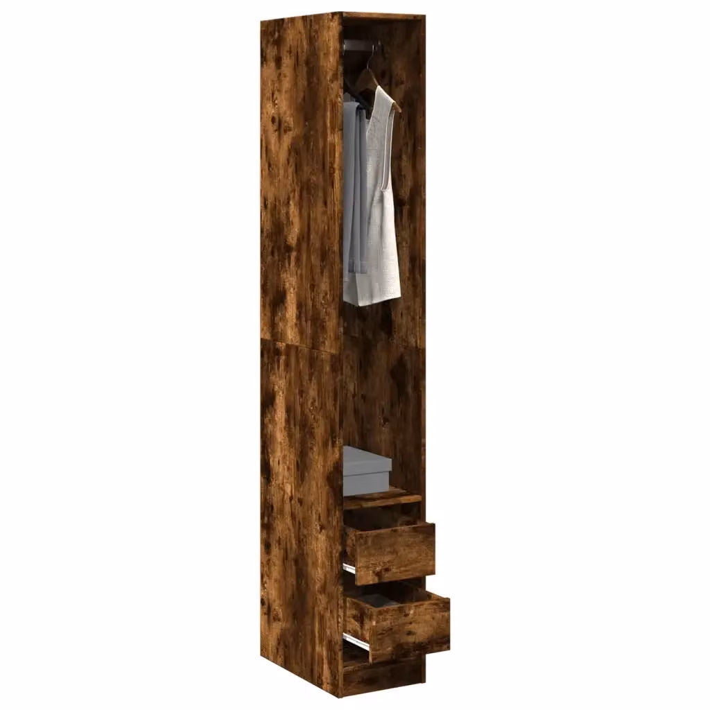 Armadio a muro Design In in legno di rovere color marrone con ante a battente e cassetti, L: 30 cm, P: 50 cm, H: 200 cm – 2