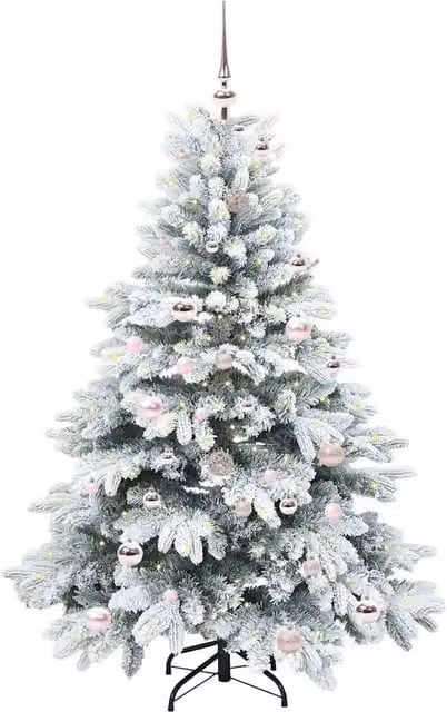 Albero di Natale artificiale moderno vidaXL bianco con 150 LED luce bianca calda in PE e PVC, Altezza: 150 cm